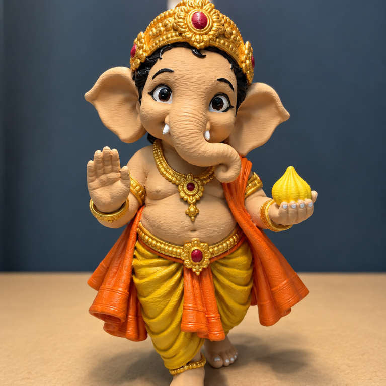 Baby Ganesha 3D printed statue front view